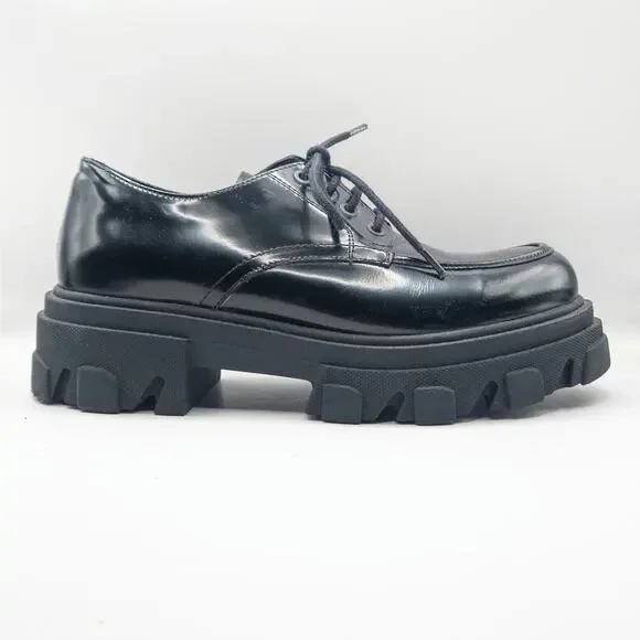 Steve Madden Helga Platform Oxfords Black Size 9 Dark Academia - Picture 9 of 12